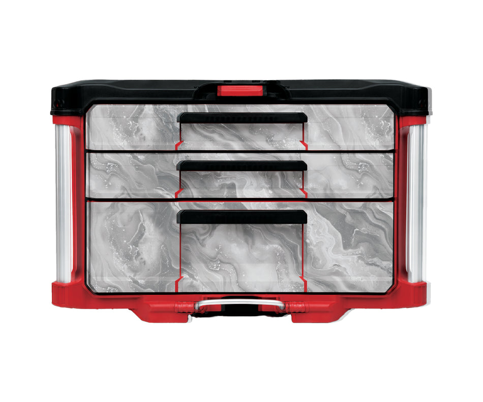 White Marble – 3-Drawer Tool Box - 2 Small / 1 Large Wrap Kit