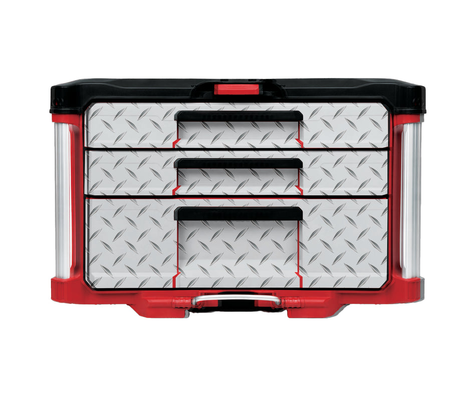 Diamond Plate – 3-Drawer Tool Box - 2 Small / 1 Large Wrap Kit