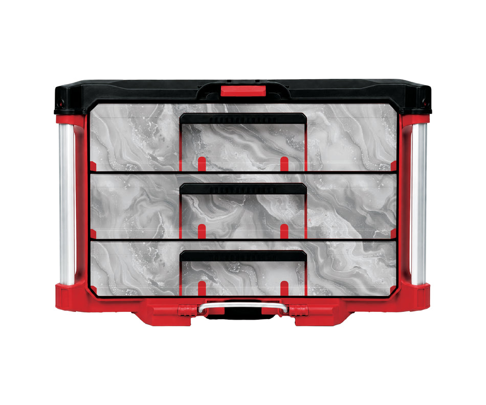 White Marble – 3 Medium-Drawer Tool Box Wrap Kit